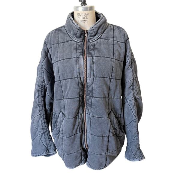 Free People Dolman Quilted Knit Jacket Top Oversized Slouchy Size XL X-Large - Picture 3 of 8